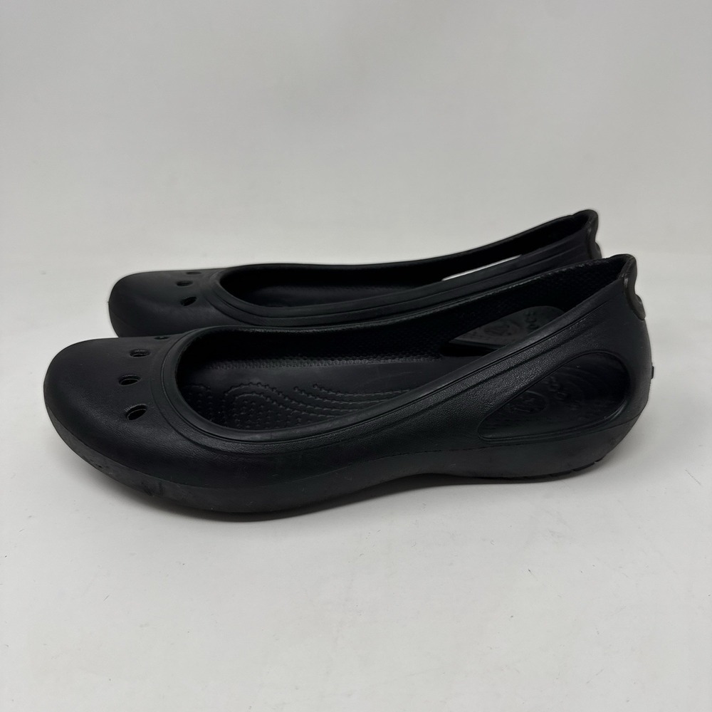 CROCS Kadee Ballet Flat Sandals Black Slip On Women 7 Beach Summer Comfort